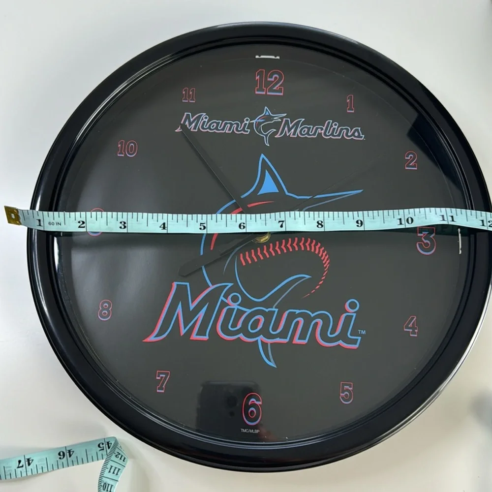 Miami Marlins Round Black Rim Round Clock MLB-MMA The Memory Company